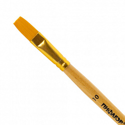 Кисть ПИФАГОР, СИНТЕТИКА, плоская, № 10, деревянная лакированная ручка, пакет с подвесом, 200863