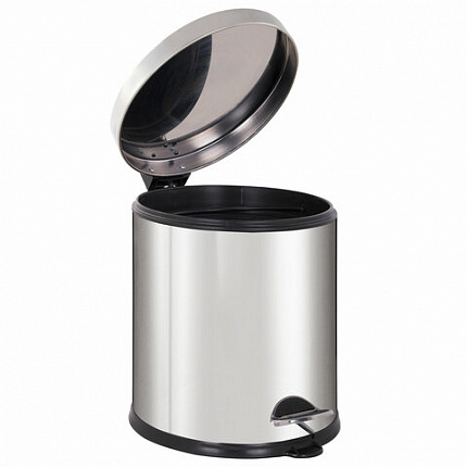 Ведро мусорное с педалью 5 литров "Classic Plus", ЗЕРКАЛЬНОЕ, нержавеющая сталь, со съемным внутренним ведром, LAIMA, ТУРЦИЯ, 608112