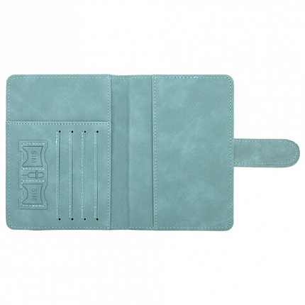Обложка для паспорта и документов с защитой от считывания, 9 карманов, магнит, экокожа, бирюзовая, BRAUBERG, 238754