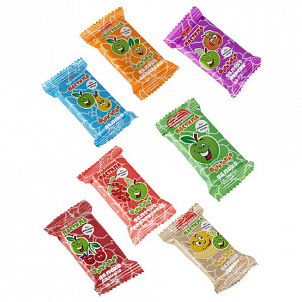 Пастила ПАСТИЛУШКА ассорти, натуральная, фруктовая, БЕЗ САХАРА, 800 г, коробка с окном