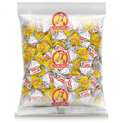 Конфеты СЛАВЯНКА "Маленькое чудо", с кокосовым вкусом и цельным орехом, 1000 г, 12205