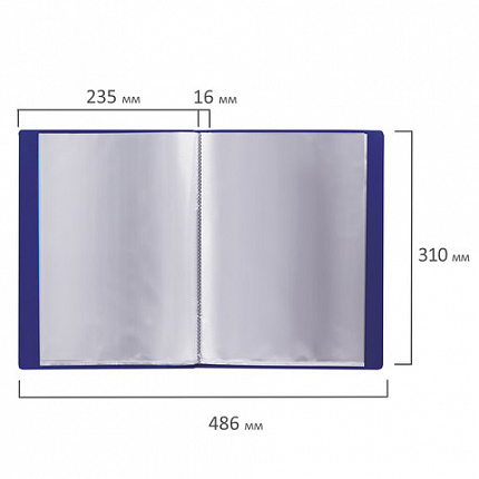 Папка 20 вкладышей BRAUBERG "Contract", синяя, вкладыши-антиблик, 0,7 мм, бизнес-класс, 221772