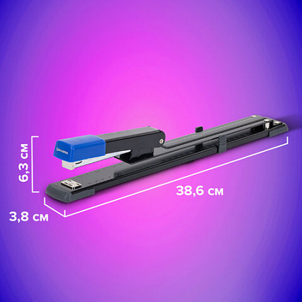 Степлер брошюровочный №24/6, №26/6 BRAUBERG "Extra", до 30 листов, на 150 скоб, черно-синий, 272720