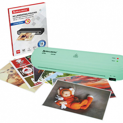 Ламинатор BRAUBERG ULTRA PM235M, МЯТНЫЙ, формат A4, толщина пленки 60-150 мкм, скорость 30 см/мин, 532185