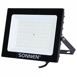 Прожектор светодиодный 100 Вт, 6500 К, 8000 Лм, 100 м2, IP65, 250x178x27 мм, черный, SONNEN, 238415
