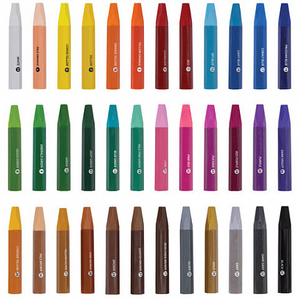 Пастель масляная восковые мелки утолщенные 36 цветов с точилкой, держателем и стеком, BRAUBERG PREMIUM, 272713