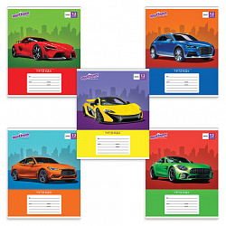 Тетрадь 12 л. ЮНЛАНДИЯ линия, обложка картон, "АВТО-КЛАСС", 105634