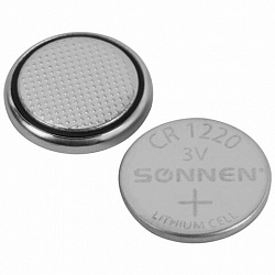 Батарейка литиевая SONNEN Lithium CR1220 "таблетка, дисковая, кнопочная" 1 шт., блистер, 455597