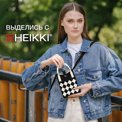 Сумочка-органайзер повседневная HEIKKI KNIT (ХЕЙКИ) кросс боди, вязаная, 17х12х5 см, "Black&White", 273793