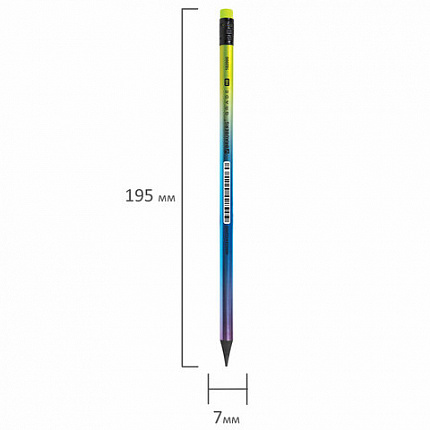 Карандаш чернографитный с ластиком BRAUBERG "GRADE Metallic", 1 шт., HB, трехгранный, 182000