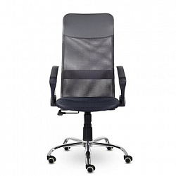 Кресло "Ультра", высокая спинка, с подлокотниками, хром, черное