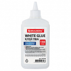 Клей ПВА BRAUBERG (бумага, картон, дерево), 150 г, 227378