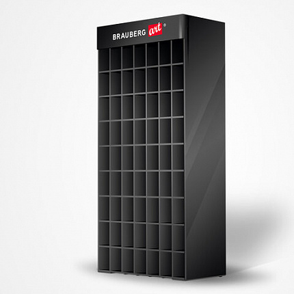 Дисплей настольный для размещения маркеров для скетчинга BRAUBERG ART, 63 ячейки, 378 маркеров (в комплект не входят), 504908