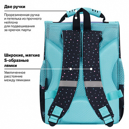 Ранец ПИФАГОР BASIC, 1 отделение, 3 кармана, эргономичная спинка, "Счастливые коты", 35х28х18 см, 273135