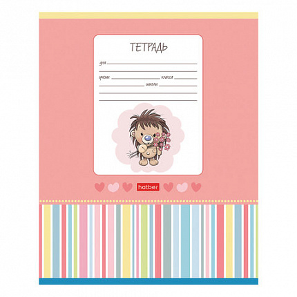 Тетрадь 12 л., HATBER, косая линия, обложка картон, "Мультяшки" (5 видов в спайке), 12Т5В6