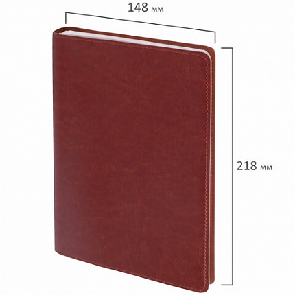 Тетрадь А5 (148x218 мм), BRAUBERG "Office PRO", гибкая, под кожу, гребень, 80 л., коричневая, 111044