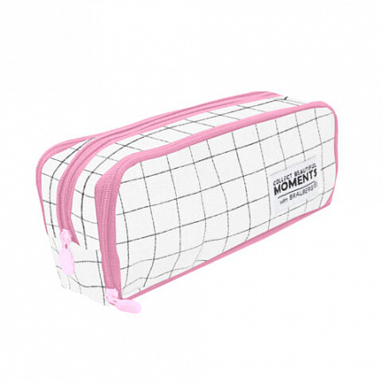 Пенал-органайзер BRAUBERG, 2 откидные планки, полиэстер, 23x9х7 см, "Checkered white", 272315