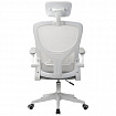 Кресло CROMEX (КРОМЕКС) "Dynamic CH-699", откидные подлокотники, пластик белый, сетка/ткань TW, серое, 533070