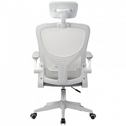 Кресло CROMEX (КРОМЕКС) "Dynamic CH-699", откидные подлокотники, пластик белый, сетка/ткань TW, серое, 533070