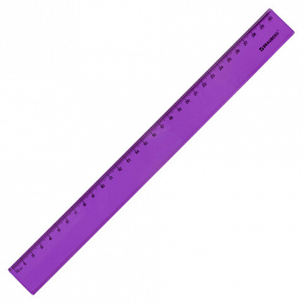 Линейка пластиковая 30 см BRAUBERG "FRUITY", тонированная, ассорти, 210767