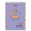 Блокнот МАЛЫЙ ФОРМАТ А7, 60 л., гребень, картон, клетка, HATBER, "Веселый жираф", 081165, 60Б7В1гр