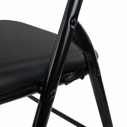 Стулья складные BRABIX "Golf CF-007", КОМПЛЕКТ 2 шт., черный каркас, кожзам черный, 533029