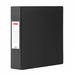 Папка на 2 кольцах, ПРОЧНАЯ, картон/ПВХ, BRAUBERG "Office", ЧЕРНАЯ, 75 мм, до 500 листов, 271846