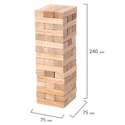 Игра настольная "БАШНЯ", 48 деревянных блоков, ЗОЛОТАЯ СКАЗКА, 662294