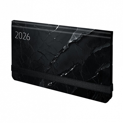 Еженедельник датированный 2026 с резинкой 171х93 мм, BRAUBERG, твердый, УФ-ЛАК, 64 л., "Marble", 117357