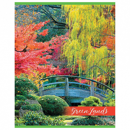 Тетрадь А5, 48 л., HATBER-ECO скоба, офсет №2 ЭКОНОМ, клетка, обложка мелованная бумага, "GreenLand", 075791, 48Т5D1