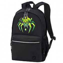 Рюкзак BRAUBERG FASHION CITY универсальный, 2 отделения, "Green Spider", черный, 46х31х15 см, 273839