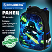 Ранец BRAUBERG PREMIUM, 2 отделения, с брелоком, "Неоновый рыцарь", объемный дизайн, 38х29х16 см, 274395