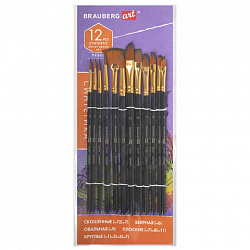 Кисти художественные набор 12 шт., синтетика, № 1-12, BRAUBERG ART DEBUT, 201049
