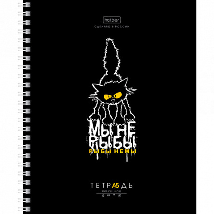 Тетрадь А5, 80 л., HATBER, гребень, клетка, обложка картон, "Проект "Капланопись"_Выпуск №2" (микс), 090633, 80Т5В1гр