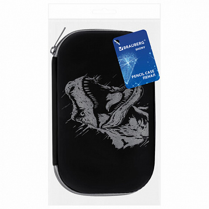 Пенал BRAUBERG SHINY, 1 отделение, 1 откидная планка, EVA, 22х13х4 см, "Scary dino", 273517