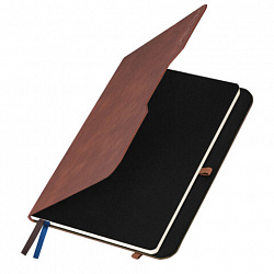 Ежедневник датированный 2026, А5, 151х213 мм, BRAUBERG "Note", под кожу, держатель для ручки, коричневый, 117515