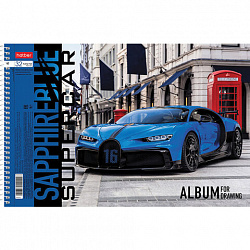 Альбом для рисования А4 32 л., спираль, обложка картон, HATBER, 205х290 мм, "BLUEsupercar" (5 видов), 067365, 32А4Всп