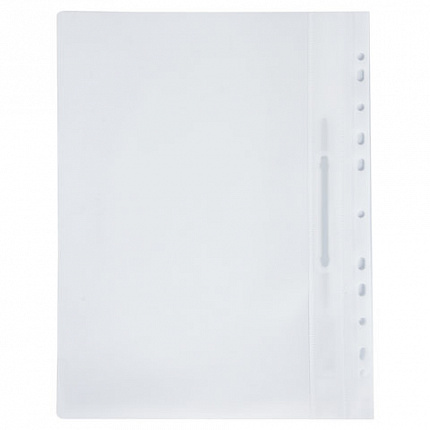 Скоросшиватель пластиковый с перфорацией BRAUBERG, А4, 140/180 мкм, белый, 226585