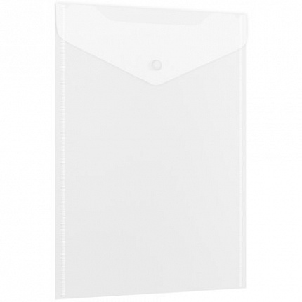 Папка-конверт с кнопкой А4 BRAUBERG UNIVERSAL, до 100 листов, вертикальная, прозрачная, 0,15 мм, 273075