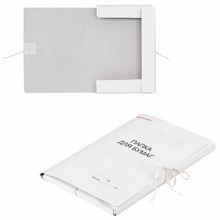 Папка для бумаг с завязками картонная мелованная BRAUBERG, гарантированная плотность 320 г/м2, до 200 листов, 121513