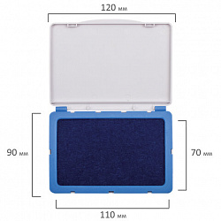 Штемпельная подушка BRAUBERG, 120х90 мм (рабочая поверхность 105х65 мм), синяя краска, 236866