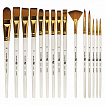 Кисти художественные набор 15 шт. + мастихин в пенале, белые, синтетика, BRAUBERG ART DEBUT, 201044
