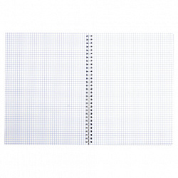 Тетрадь бумвинил, синий, А4 (большой формат), 96 л., гребень, офсет №1, белая бумага, клетка, STAFF, 403406