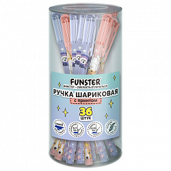 Ручка шариковая с принтом FUNSTER (ФАНСТЕР) STICK "CUTE ANIMALS", СИНЯЯ, SOFT TOUCH покрытие, узел 0,7 мм, линия письма 0,35 мм, 144387