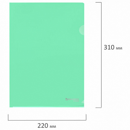 Папка-уголок жесткая, непрозрачная, А4, цвет мятный, 0,15 мм, BRAUBERG PASTEL, 272892