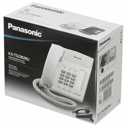Телефон PANASONIC KX-TS2382RUB, память 10 последних набранных номеров, тональный/импульсный режим, повтор, чёрный