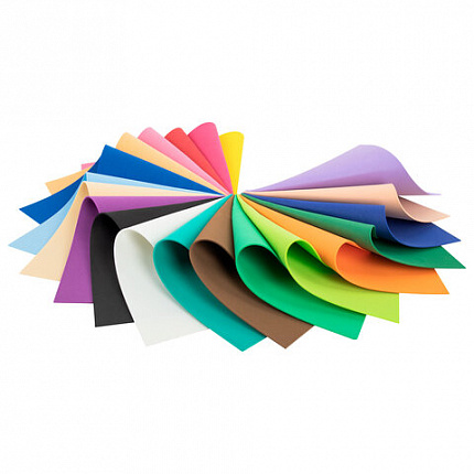 Пористая резина/фоамиран А4, 2 мм, НАБОР, 20 листов, 20 цветов, яркие цвета, ОСТРОВ СОКРОВИЩ, 665663