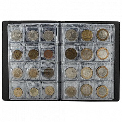 Альбом нумизмата для 120 монет, 125х175 мм, ПВХ, коричневый, STAFF, 238074