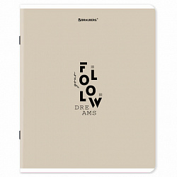 Тетрадь А5, 48 л., BRAUBERG, скоба, клетка, матовая ламинация, "Однотонный_Пастель_2", (микс в спайке), 405336