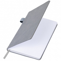 Блокнот А5 135x212 мм BRAUBERG "Edge", под кожу, резинка, держатель, 80 л., клетка, серый, 117146